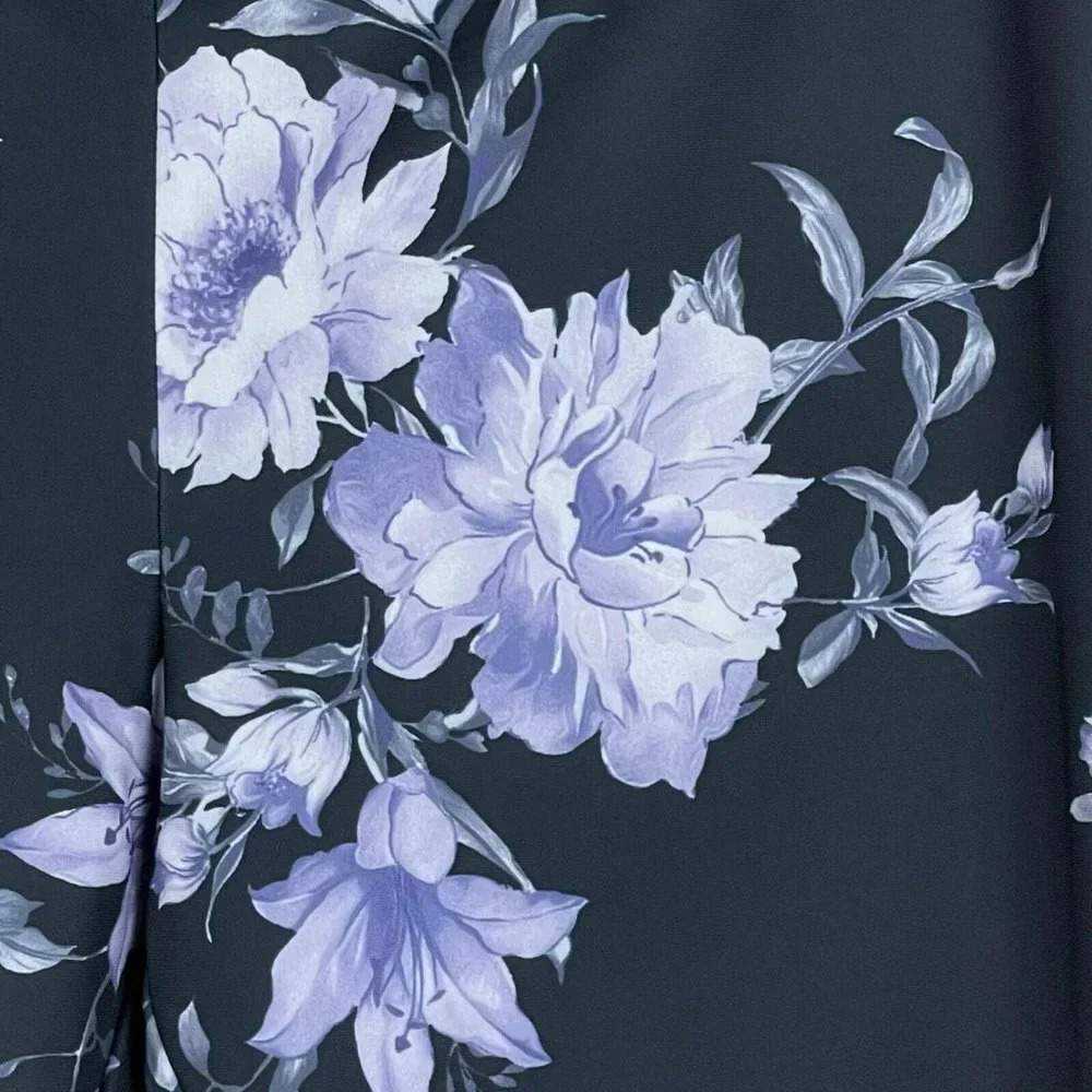 Athletech Leggings Women's Sz S High Waisted Floral Athletic Black Lavender - Picture 6 of 9